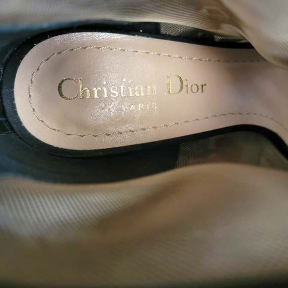 Christian Dior Black Dioreve Embroidered Pointed Toe Ankle Boots Velvet 8 38 - Picture 8 of 11